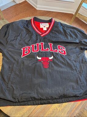 Champion Black & Red Chicago Bulls Pullover